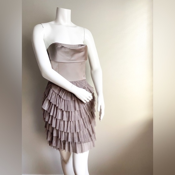 $348‼️BCBGMaxAzria Satin Ruffle Tulle Tiered Layered Sleeveless Dress Corset Sz4 - Picture 10 of 14